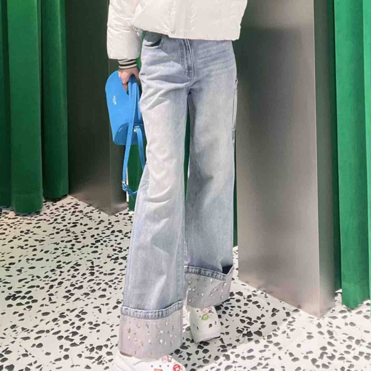 无运险【JIAXUPANG】钉钻直筒裤(不是长裤)