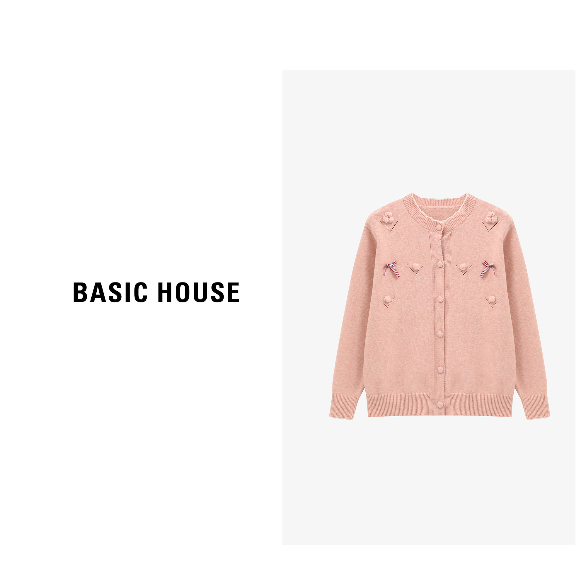 Basic House/百家好百搭老钱风女装可爱洋气女士毛衣-B0625B5KUL2