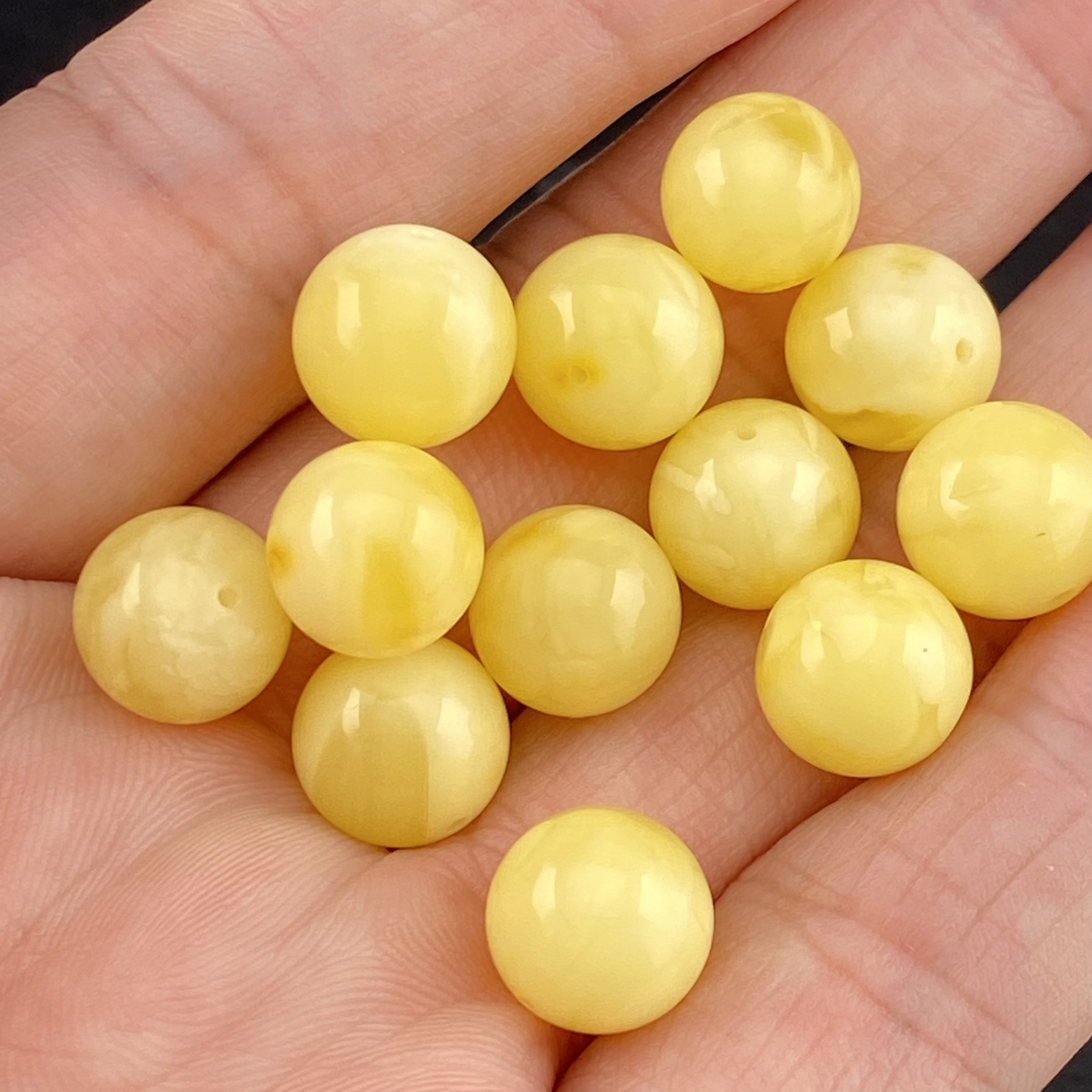 天然俄料鸡油黄蜜蜡圆珠单珠配珠DIY百搭配件文玩配饰