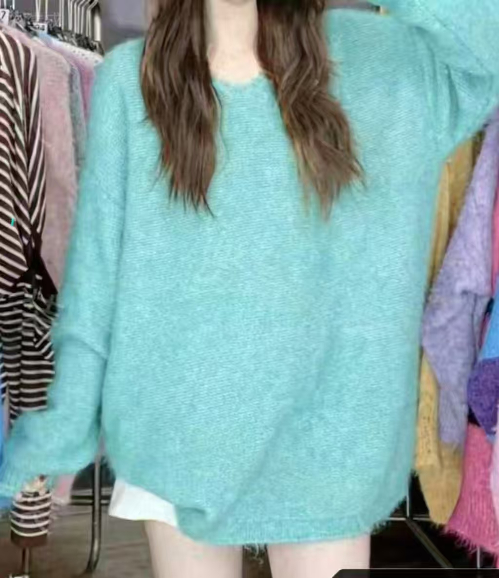 25秋冬韩系慵懒风时尚轻熟纯欲高级感针织宽松显瘦保暖中长款毛衣