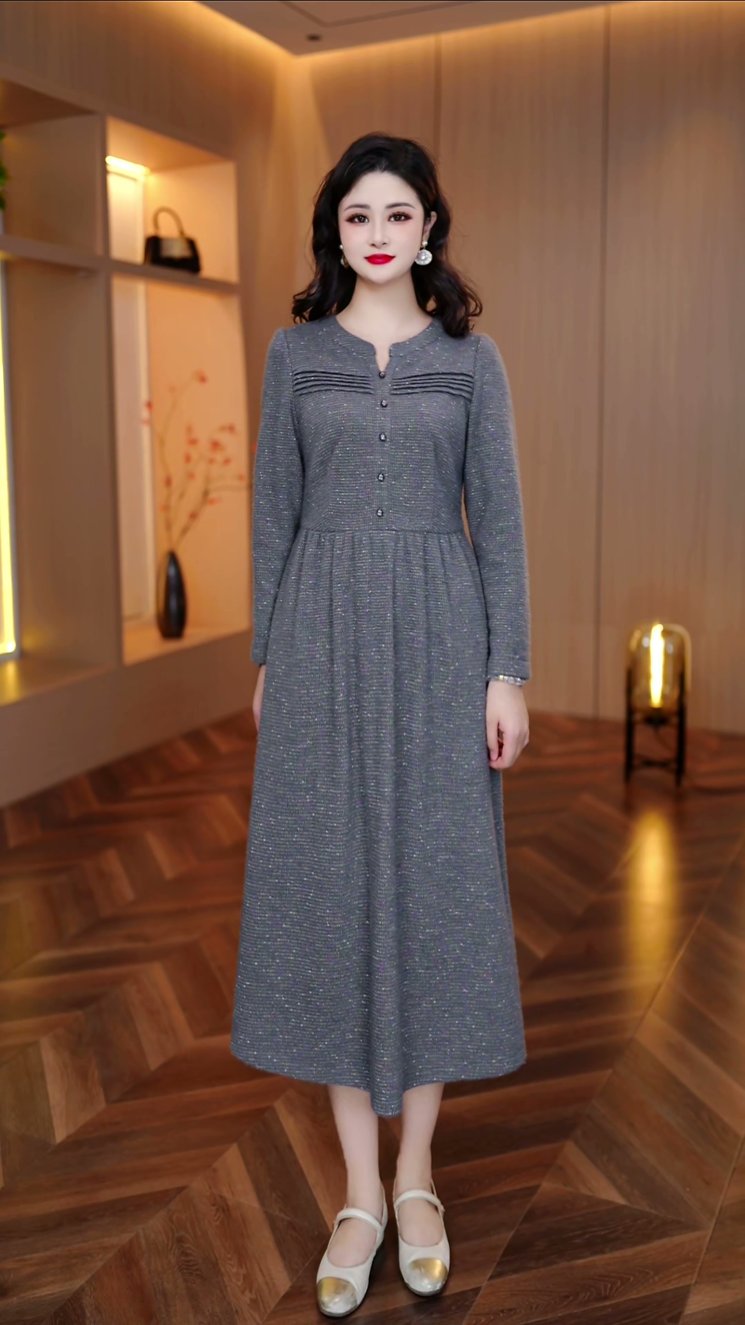 2025秋冬新款貂绒加厚连衣裙大码女装时尚加肥加大遮肉显瘦裙子