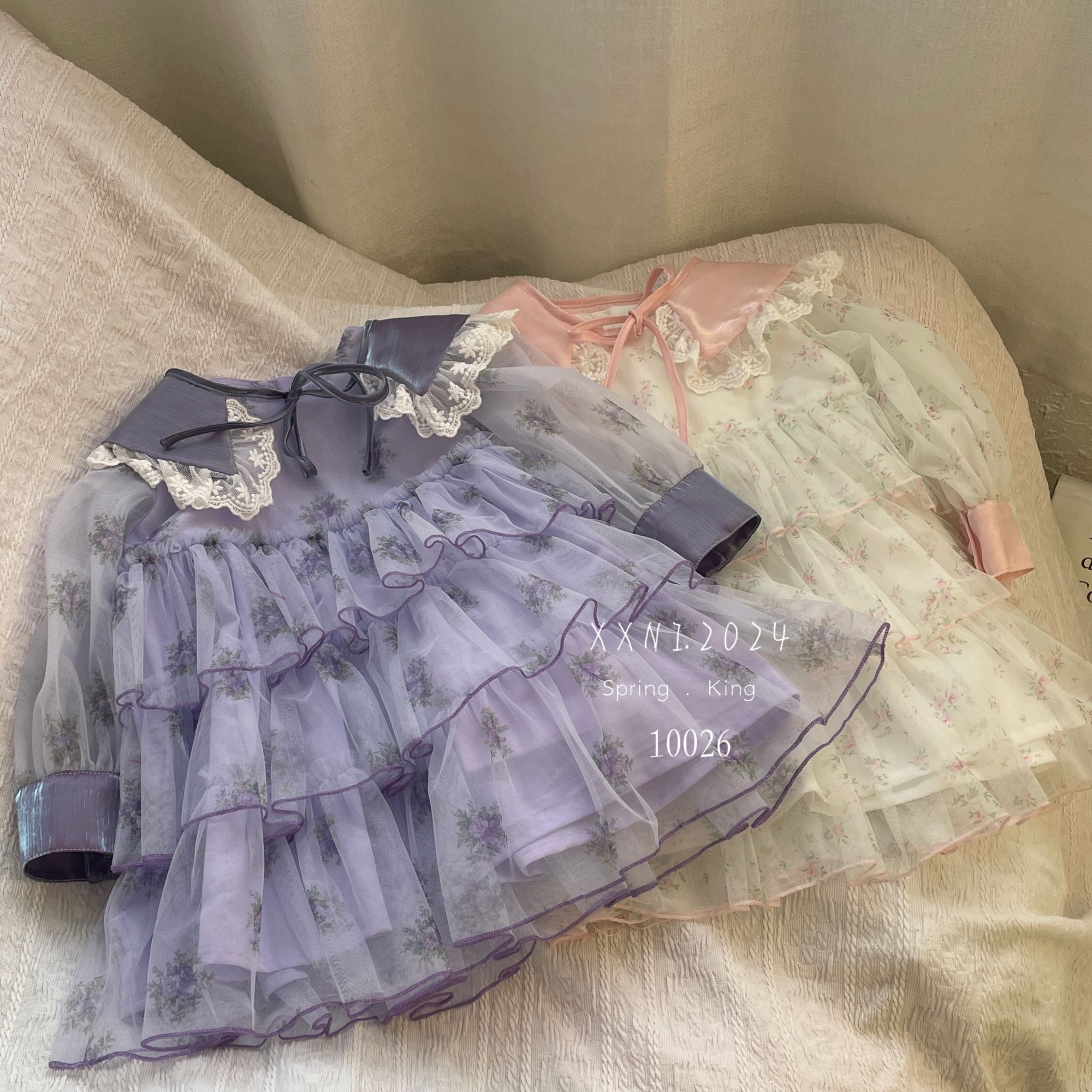 小熊妮  女宝宝洋气连衣裙夏季碎花甜美风蛋糕裙 10026