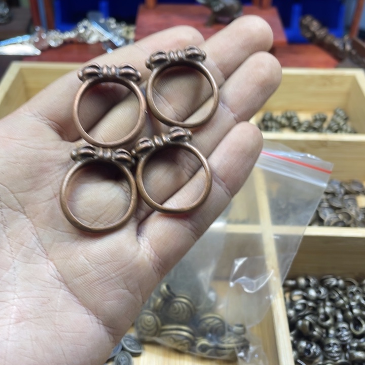 藏传紫利马戒指4个手工翻砂