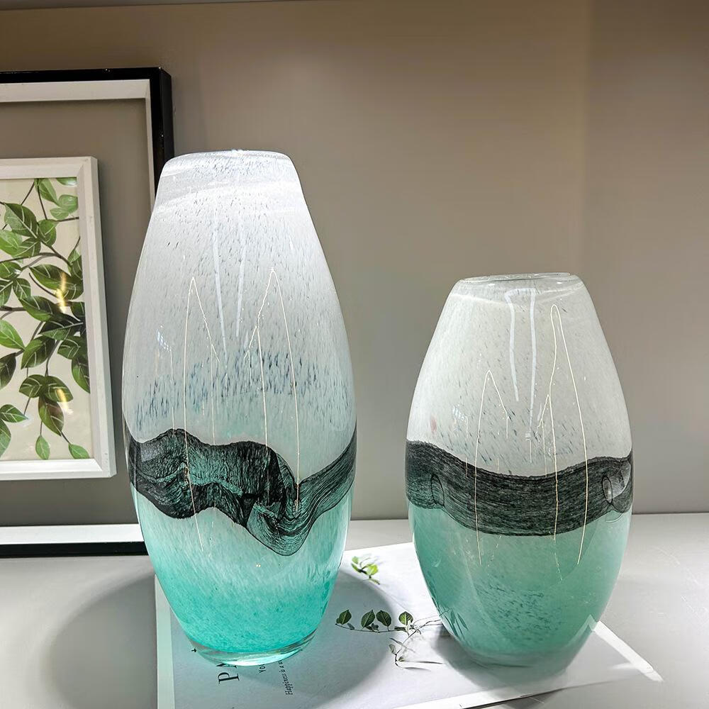 现代轻奢中古风手工琉璃拼接艺术花瓶唯美复古家居装饰摆件