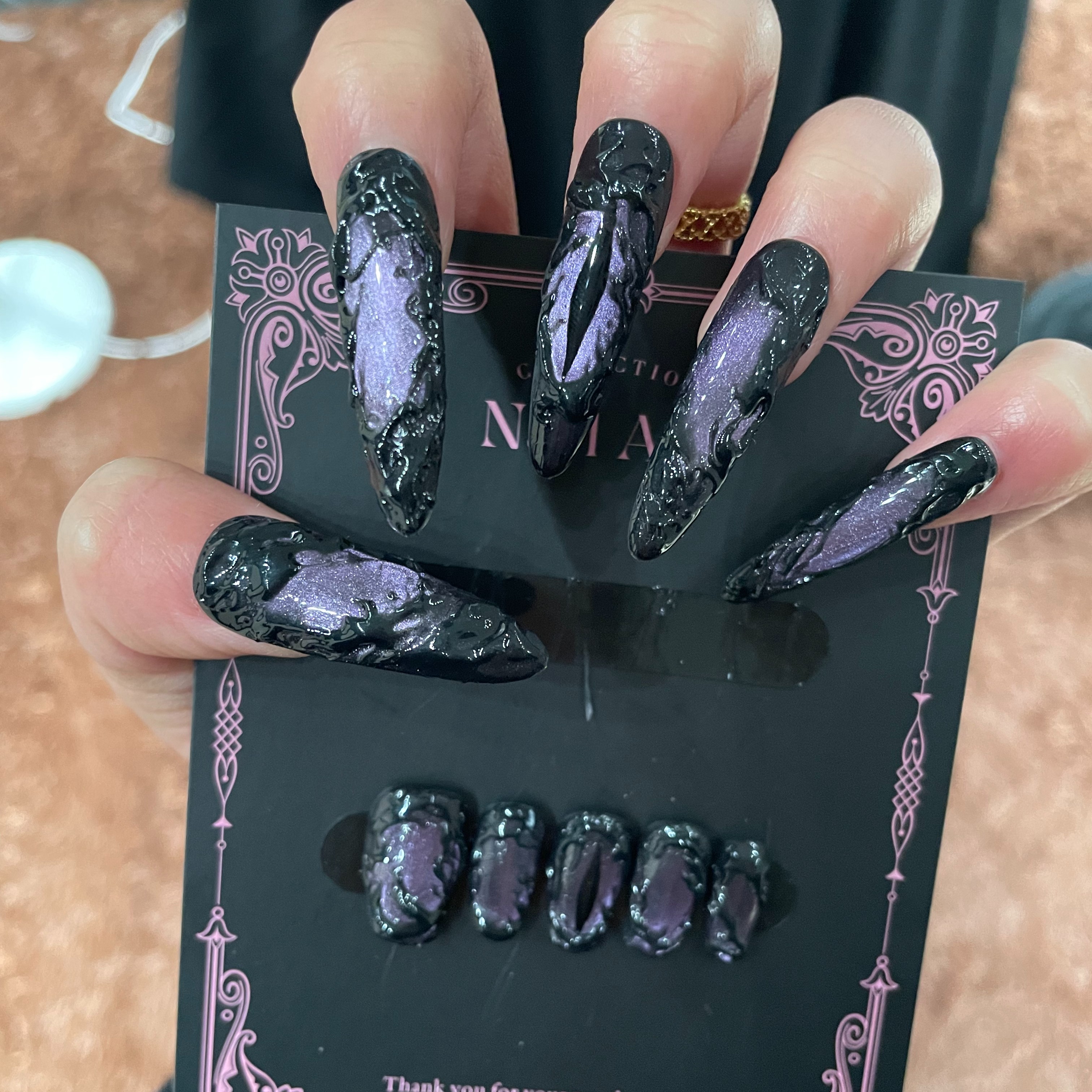 （编号801-888）2单包邮 暗黑系高级感猫眼美甲手工穿戴甲显白设计