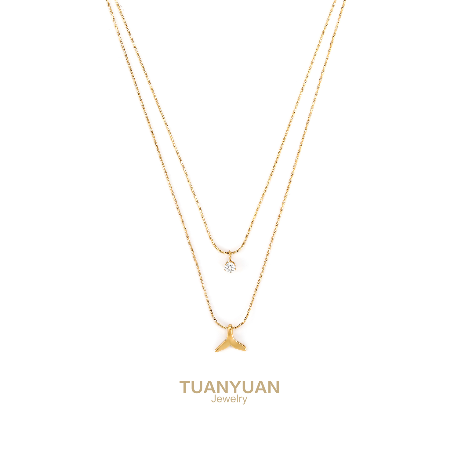 钛钢项链 团圆饰品【人鱼】时尚女日韩双层项链锁骨链饰品时尚优雅