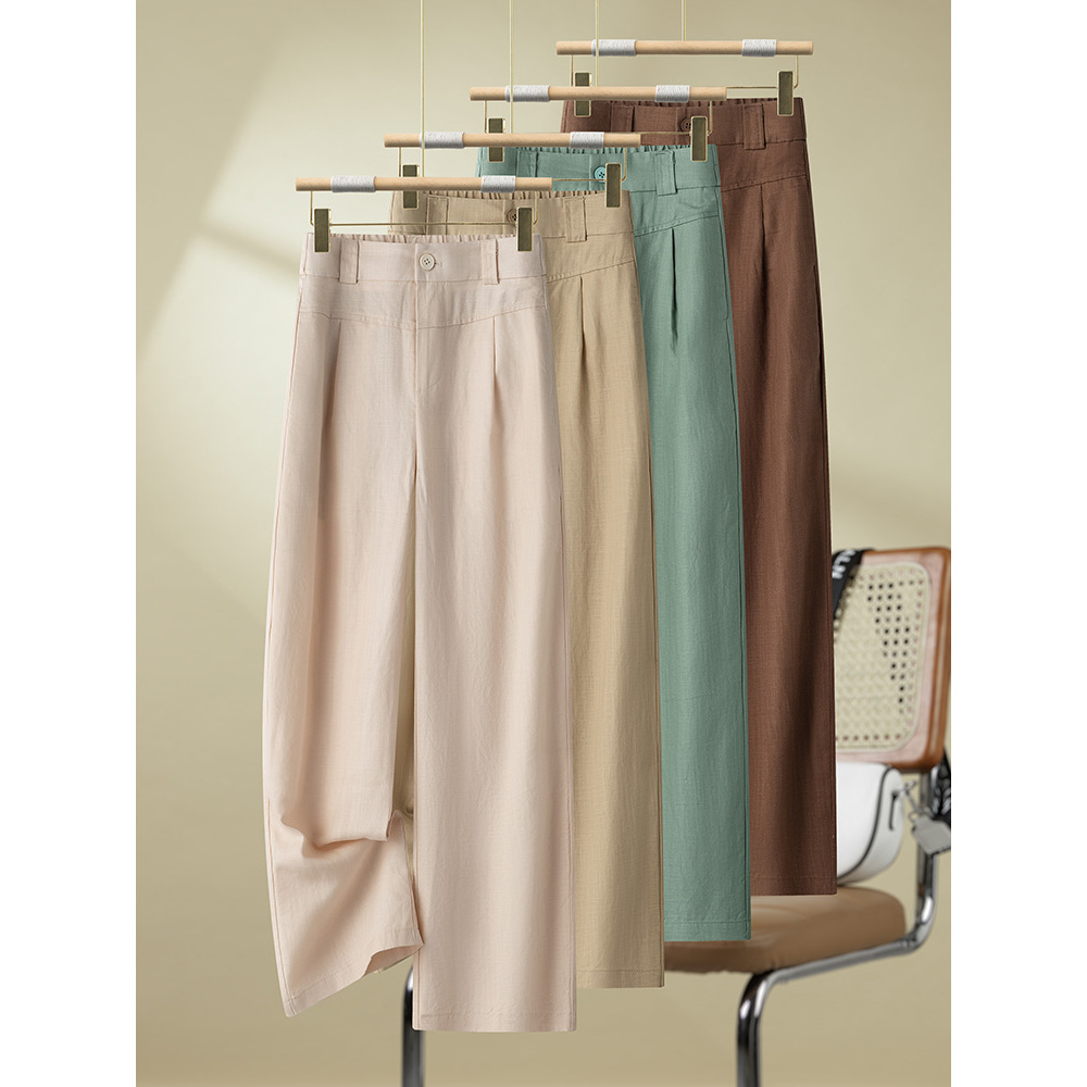 2025夏季新款高腰垂感直筒裤显瘦百搭薄款阔腿裤