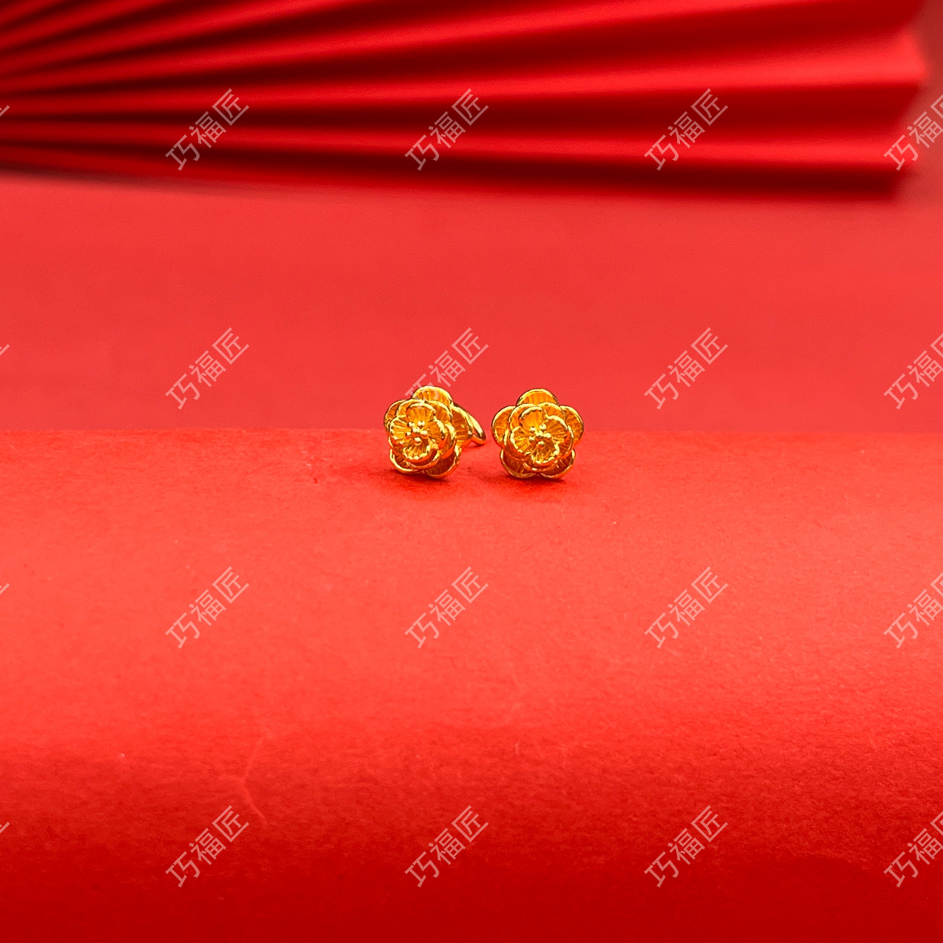 足银耳饰 山茶花耳钉 气质百搭精美简约仙女轻奢国风古法复古创意