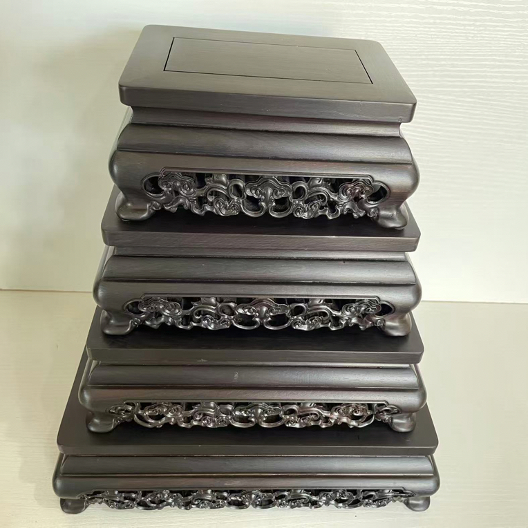紫光檀长方工艺品托架可作花盆花瓶佛像鱼缸瓷器石头摆件复古底座