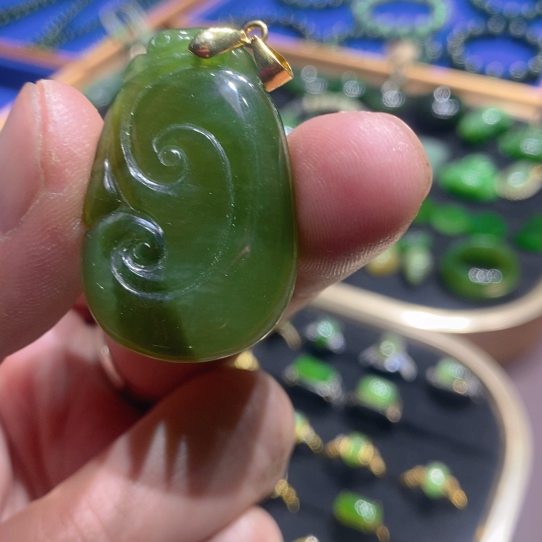 和田玉（碧玉）戒指银S925镶嵌