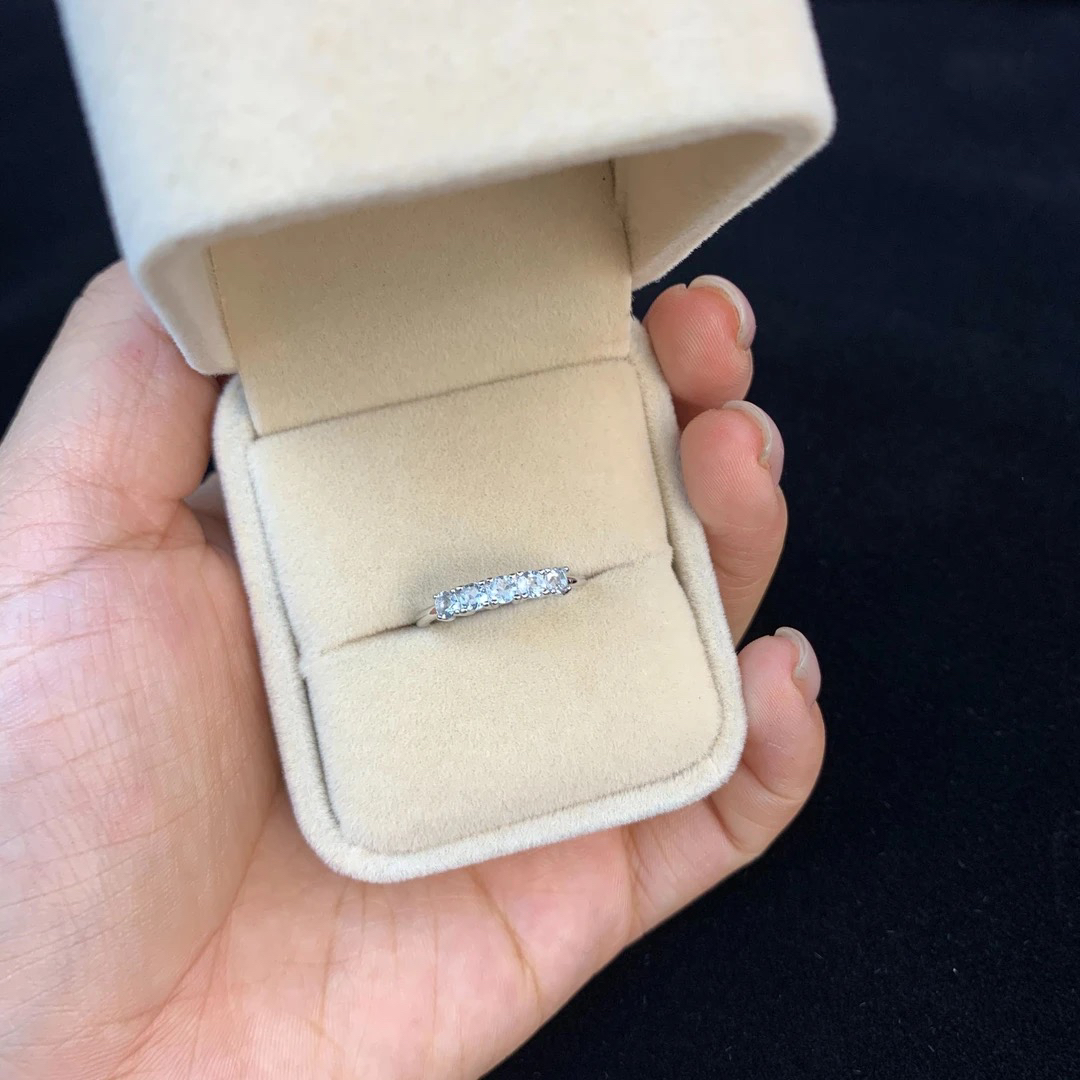 ［海蓝宝石银镶戒指］松柏珠宝 多样性发货一个