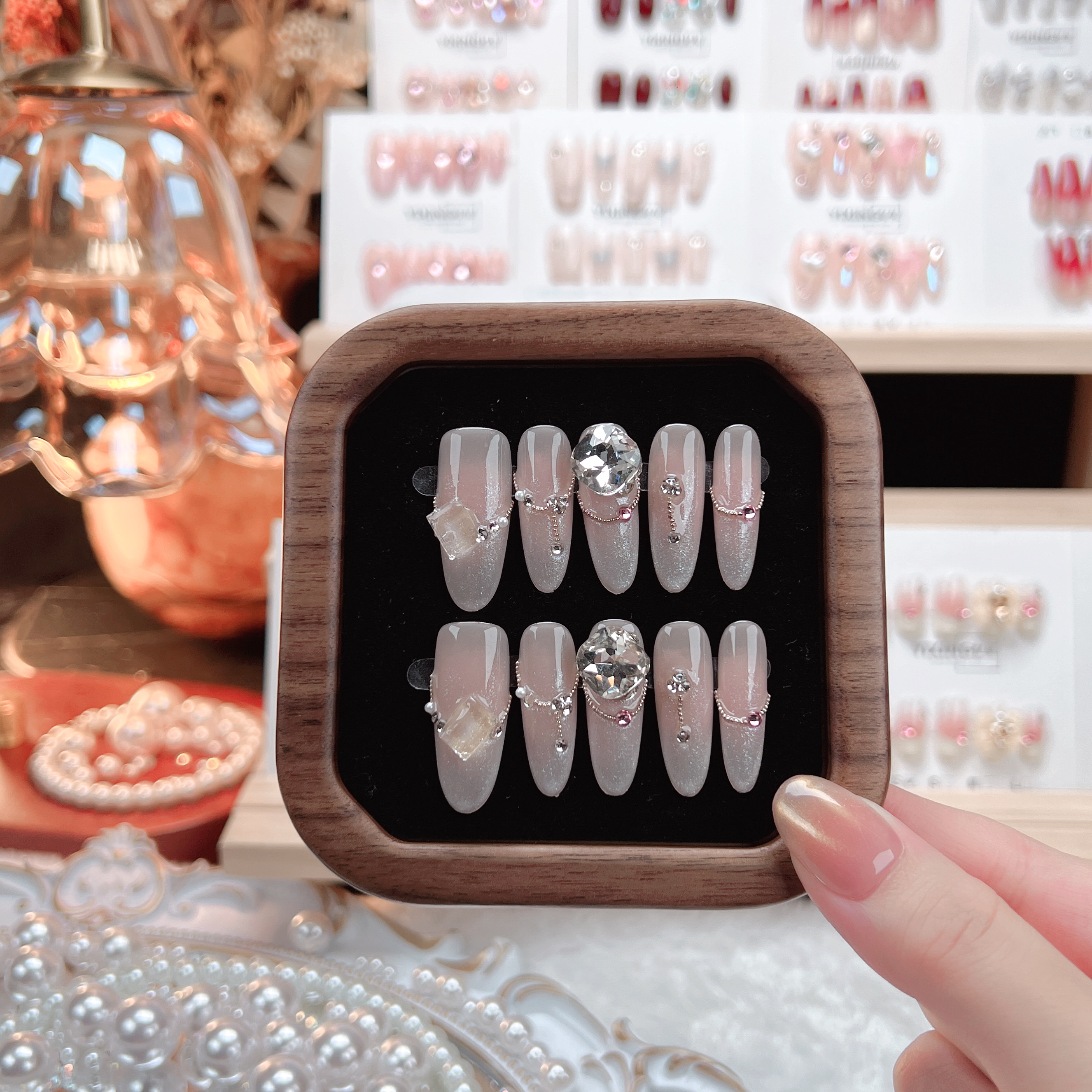 【浅蔷薇】纯手工穿戴甲高级感巨显白渐变猫眼