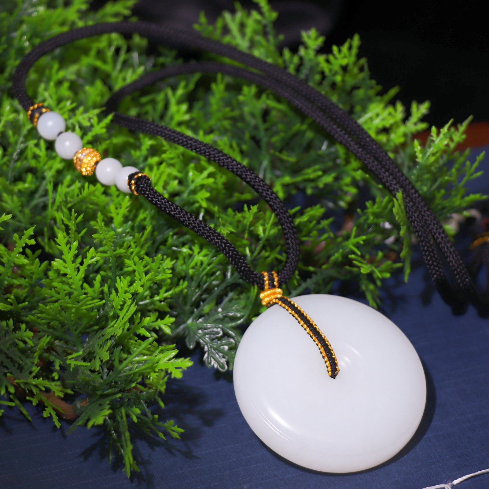 【熊总夫妇】和田玉白玉平安扣18K金吊坠