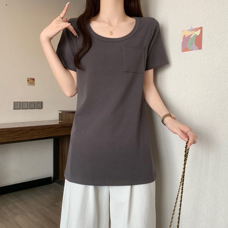 【小曹大码】中长款宽松短袖t恤慵懒风百搭显瘦休闲上衣-YY16321