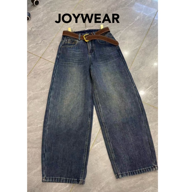 欧货高定加绒加厚弯刀阔腿直筒牛仔裤高腰显瘦遮跨宽松新款百搭