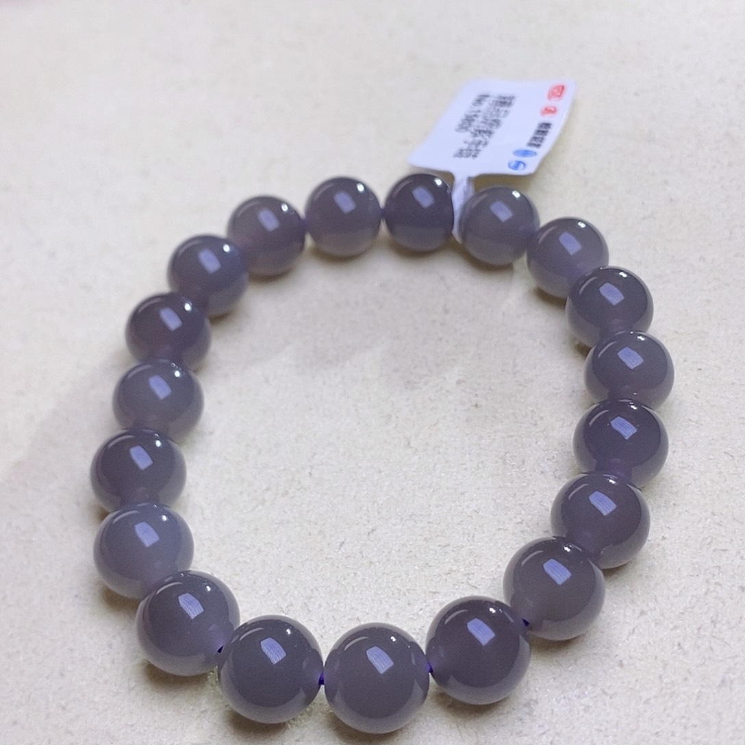 和田玉高冰浓烟紫手串10MM未镶嵌