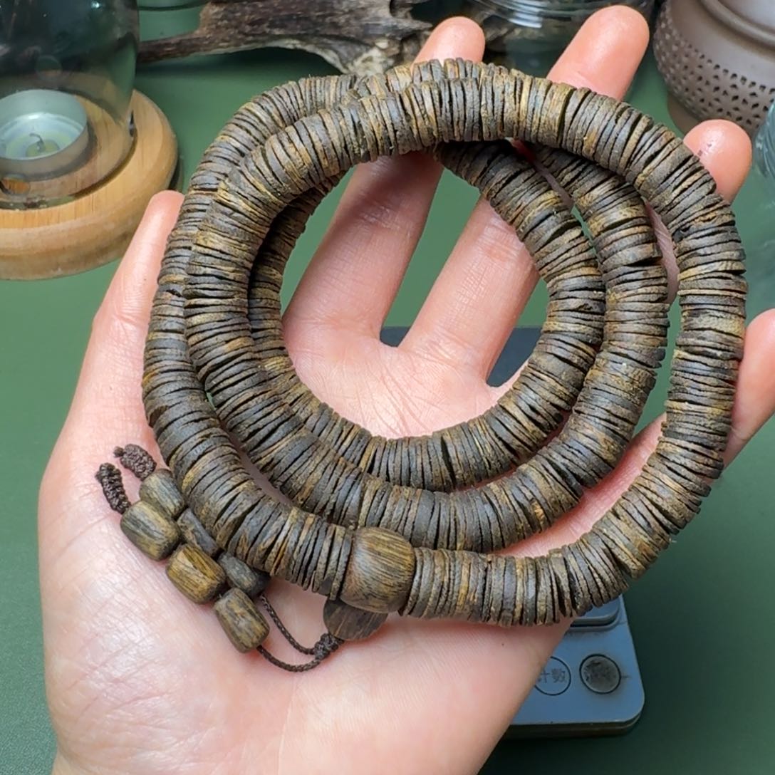 沉香手串闲*海南老白棋沉水皮油老料49.9克