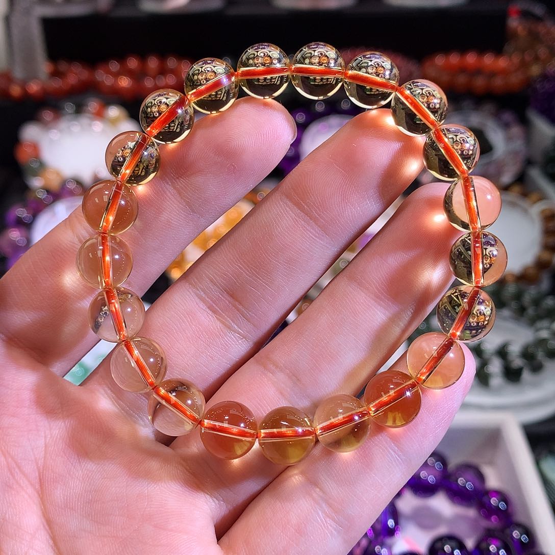 手链水晶未镶嵌巴西暴力黄黄水晶 9.5+