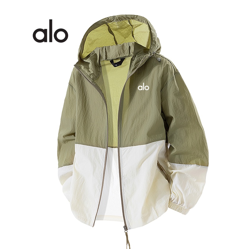 alo新款拉链防晒衣时尚潮牌连帽外套男女户外路亚钓鱼服皮肤衣冰