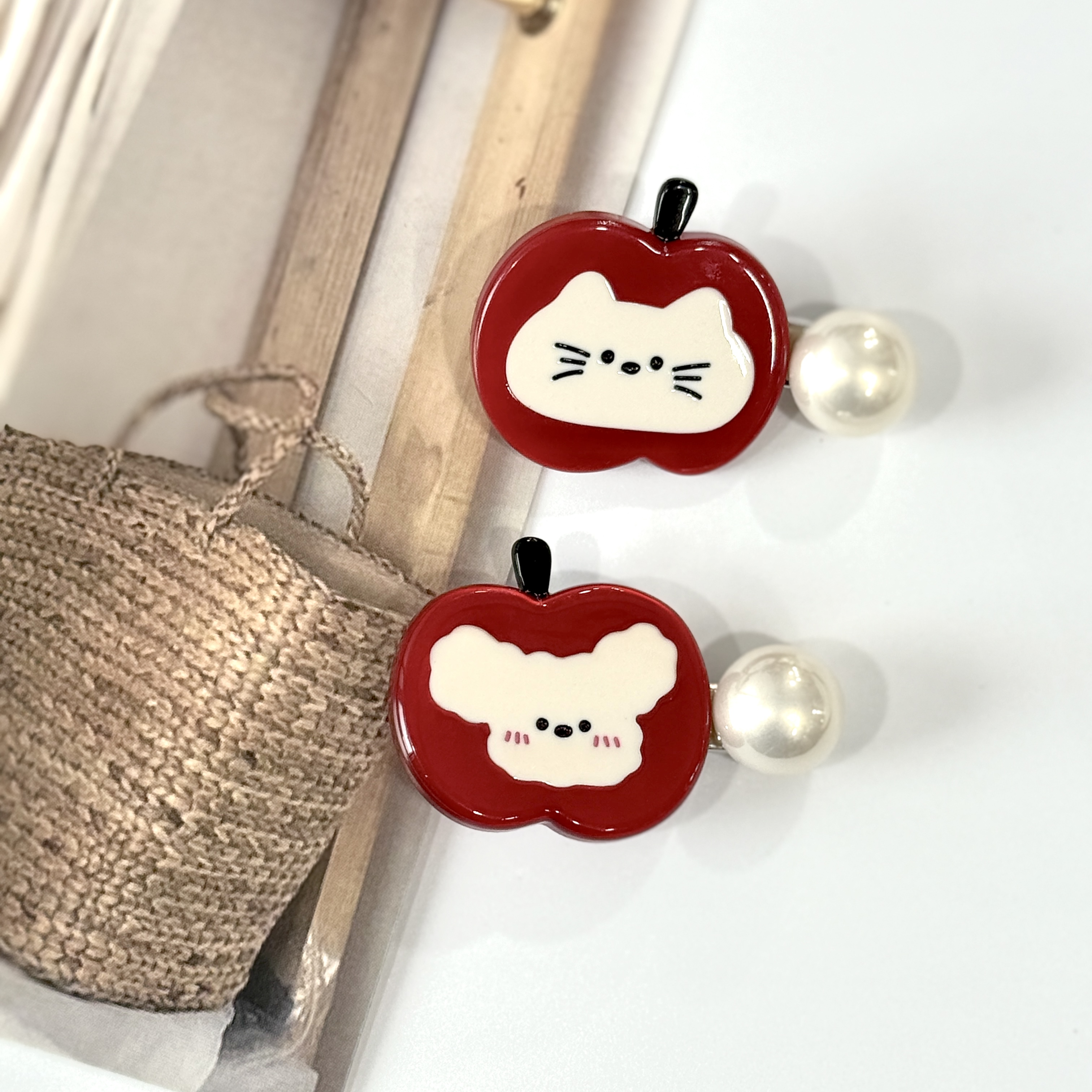 韩版东大门定制款原创设计时尚百搭可爱小猫狗珍珠发卡YZ200