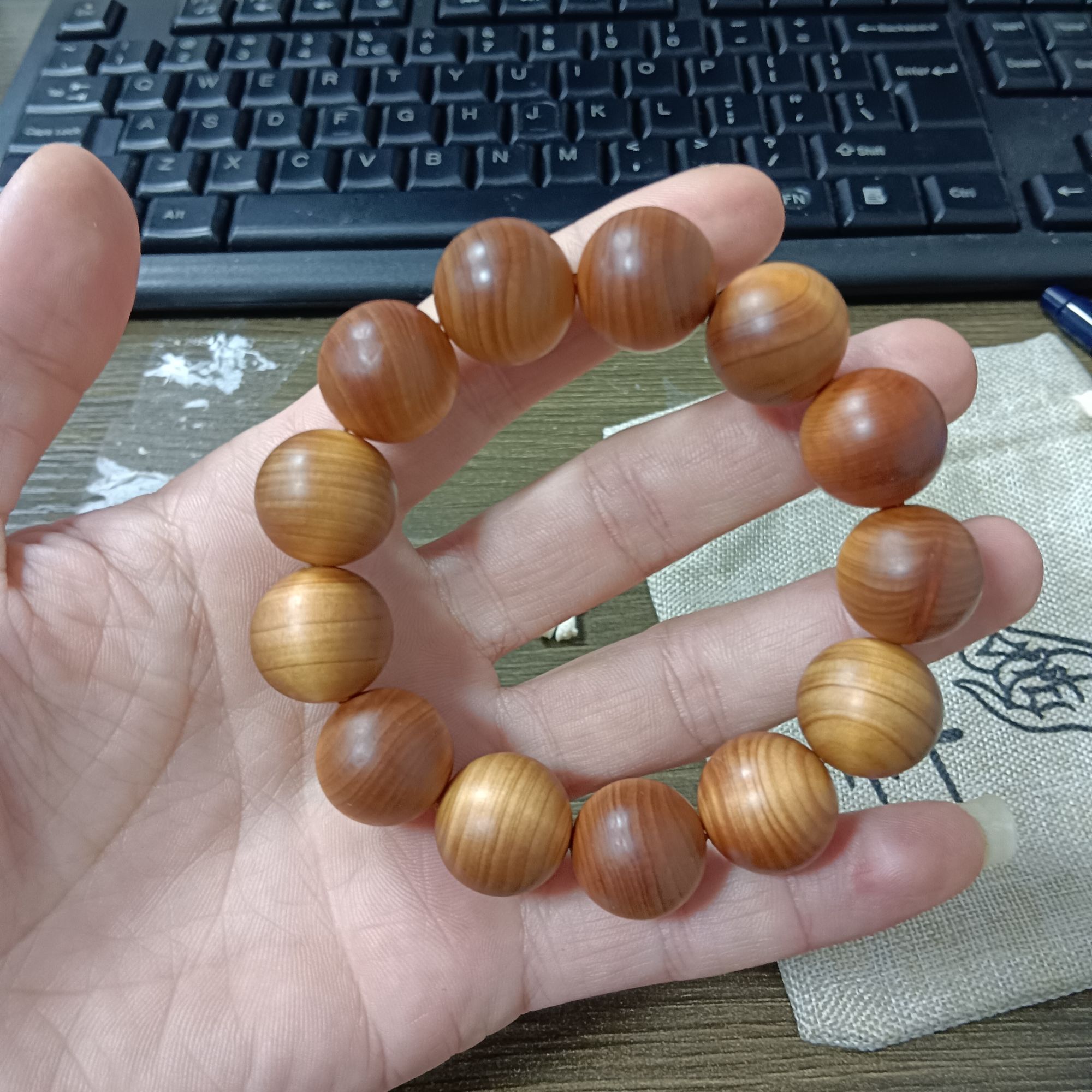 A161太行陈化崖柏木质手串单圈18mm男女士盘玩念珠高密手链国风