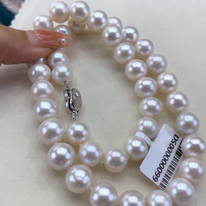 淡水珍珠颈饰银S925镶嵌10-11极光炫彩高品