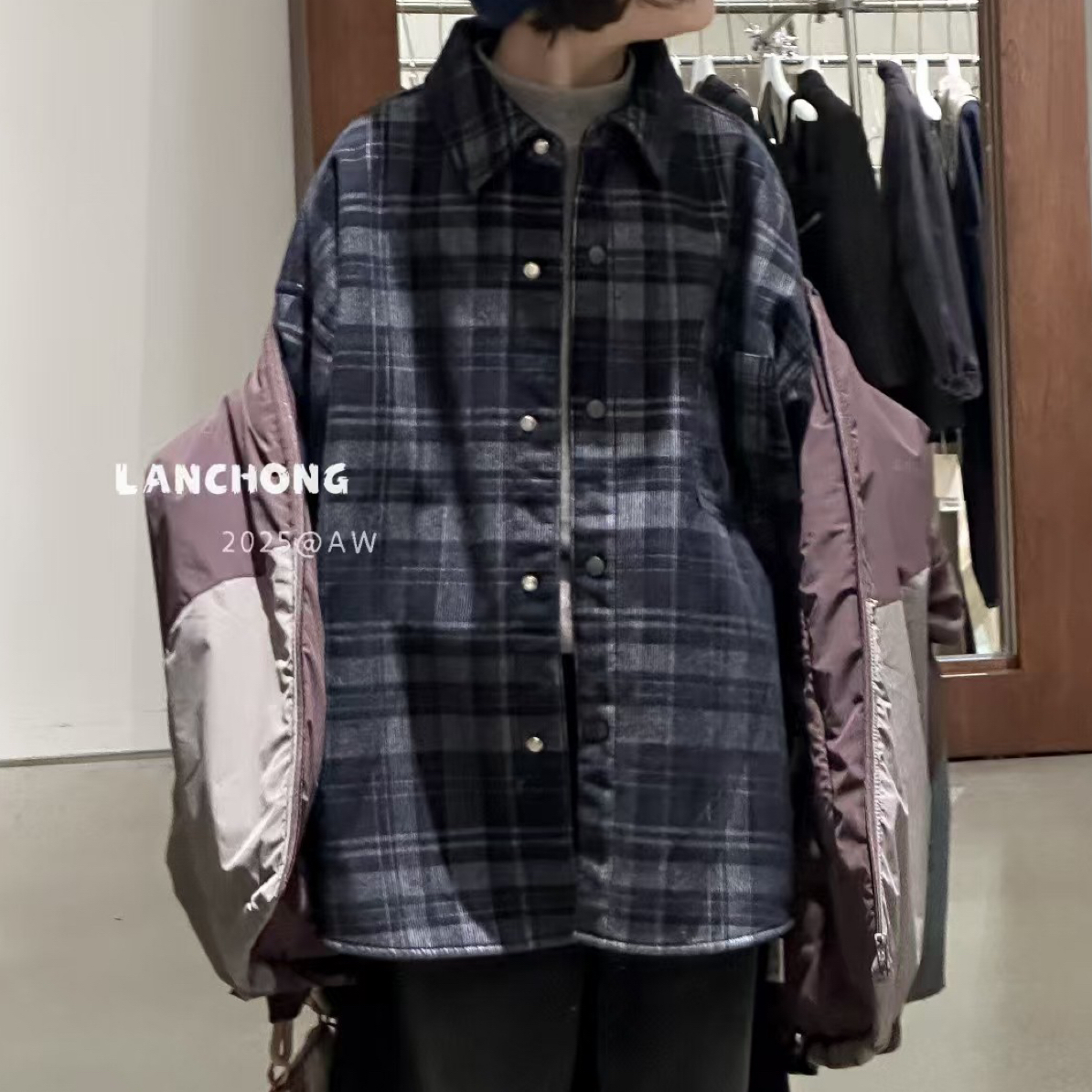 连帽短款C类中性厚款棉服休闲拉链复古磨毛韩系宽松长袖外套