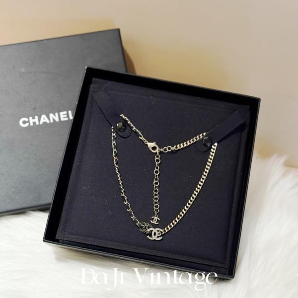 大吉中古/Chanel香奈儿双c黑白水钻拼接项链