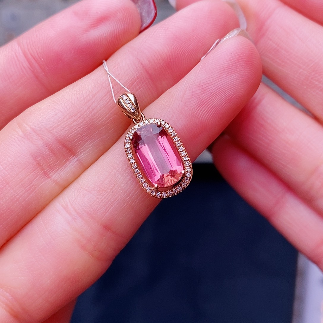 碧玺吊坠碧玺18K金镶嵌