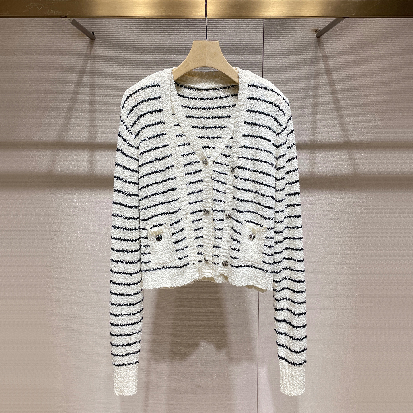 条纹针织开衫两件套2025秋季新款高级感上衣背心外搭小外套