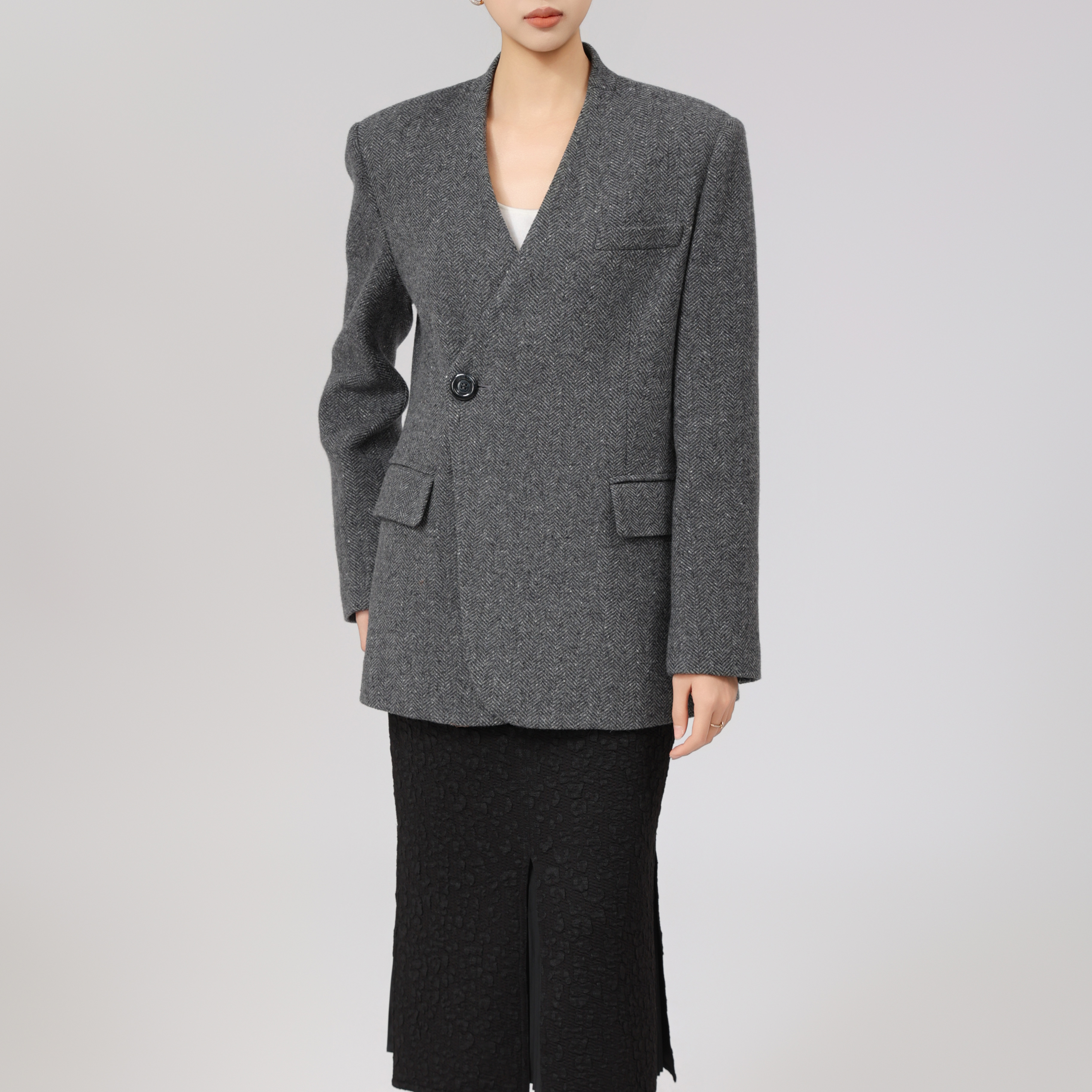 GIRDEAR/哥弟新款气质毛料西服冬季时尚高级厚款西装外套1400793