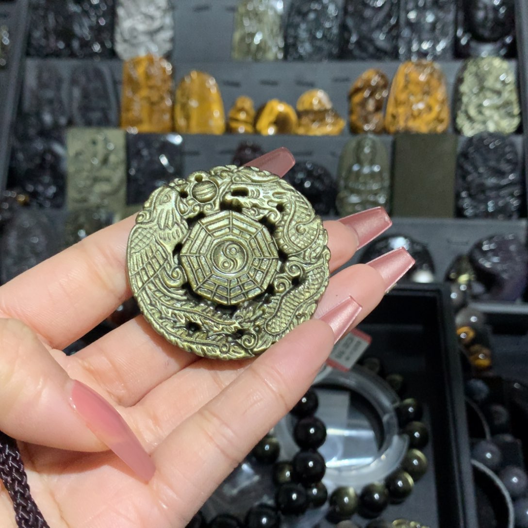 黑曜岩吊坠(赠链)未镶嵌常*