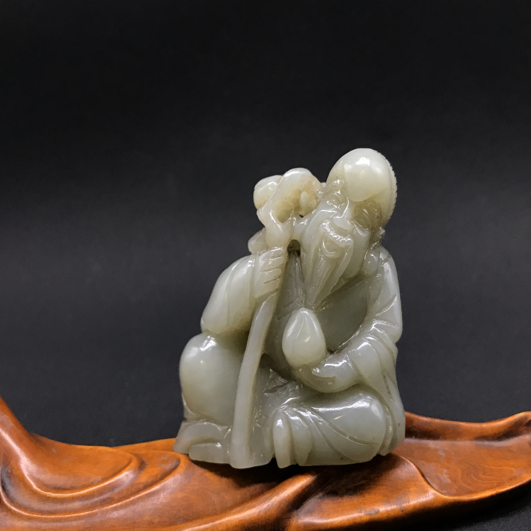 和田玉寿星手把件 摆件