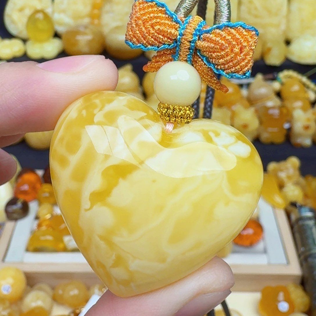 蜜蜡套链未镶嵌蜜蜡爱心吊坠