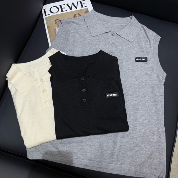 KW【min系】南油欧货设计师款Polo领无袖针织衫简约小衫上衣女