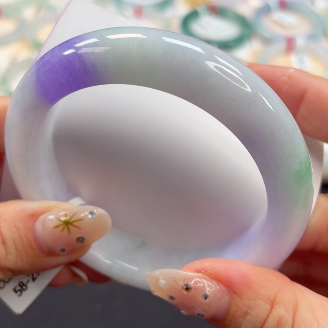 未镶嵌手镯翡翠20号厚装春彩