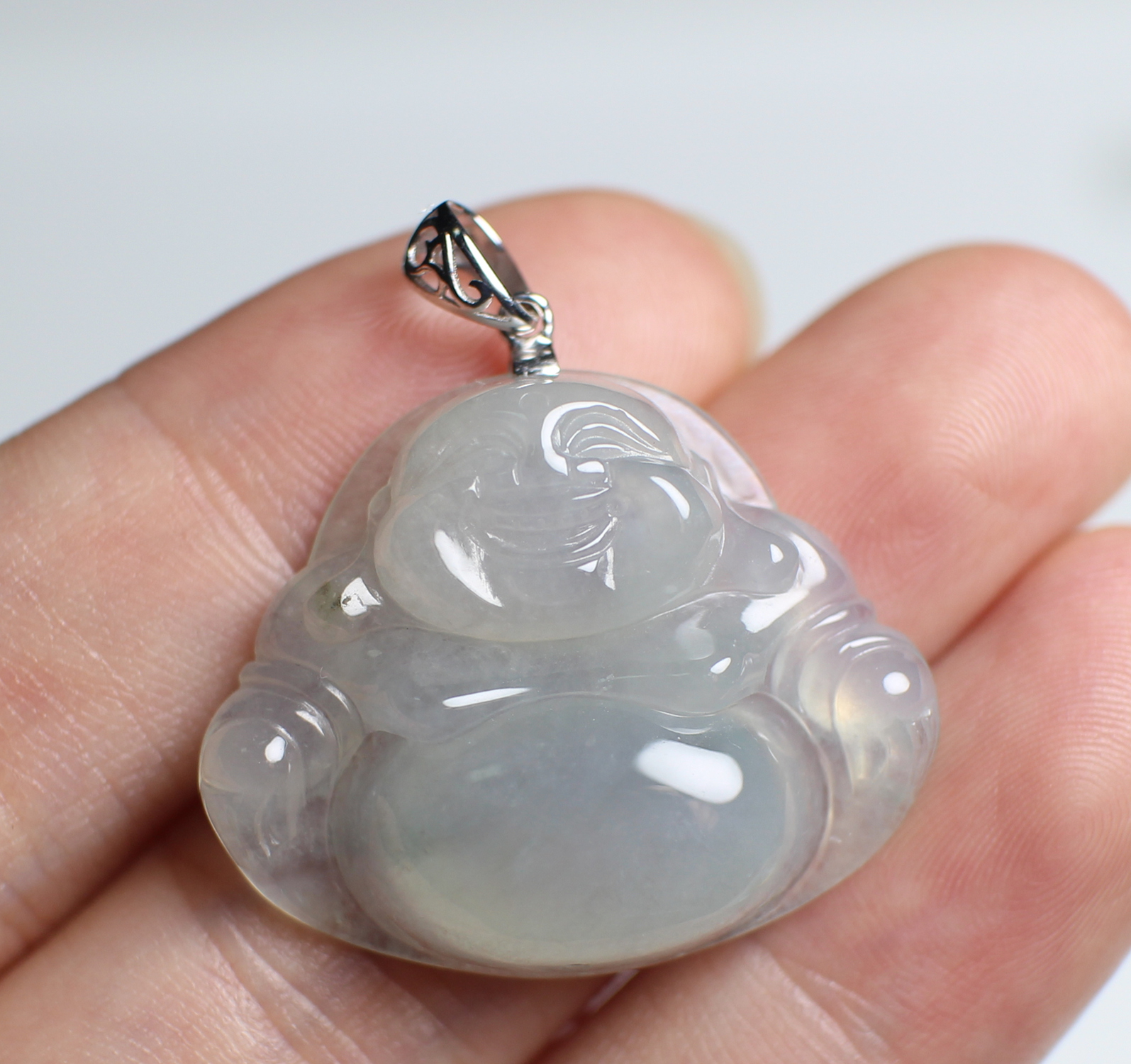 6金镶翡翠笑佛吊坠