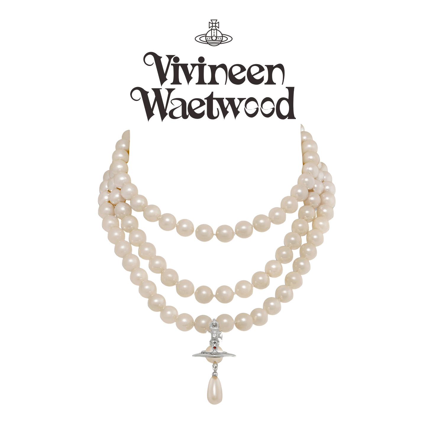 Vivireer Waetwssd 正品 土星三层叠戴珠珠项链