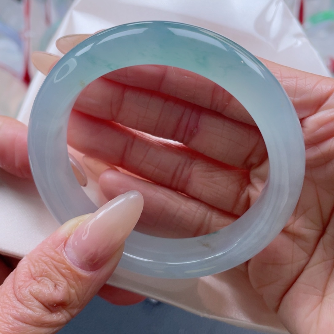 未镶嵌手镯翡翠56.0圈 新中式飘花 果冻胶底 39号