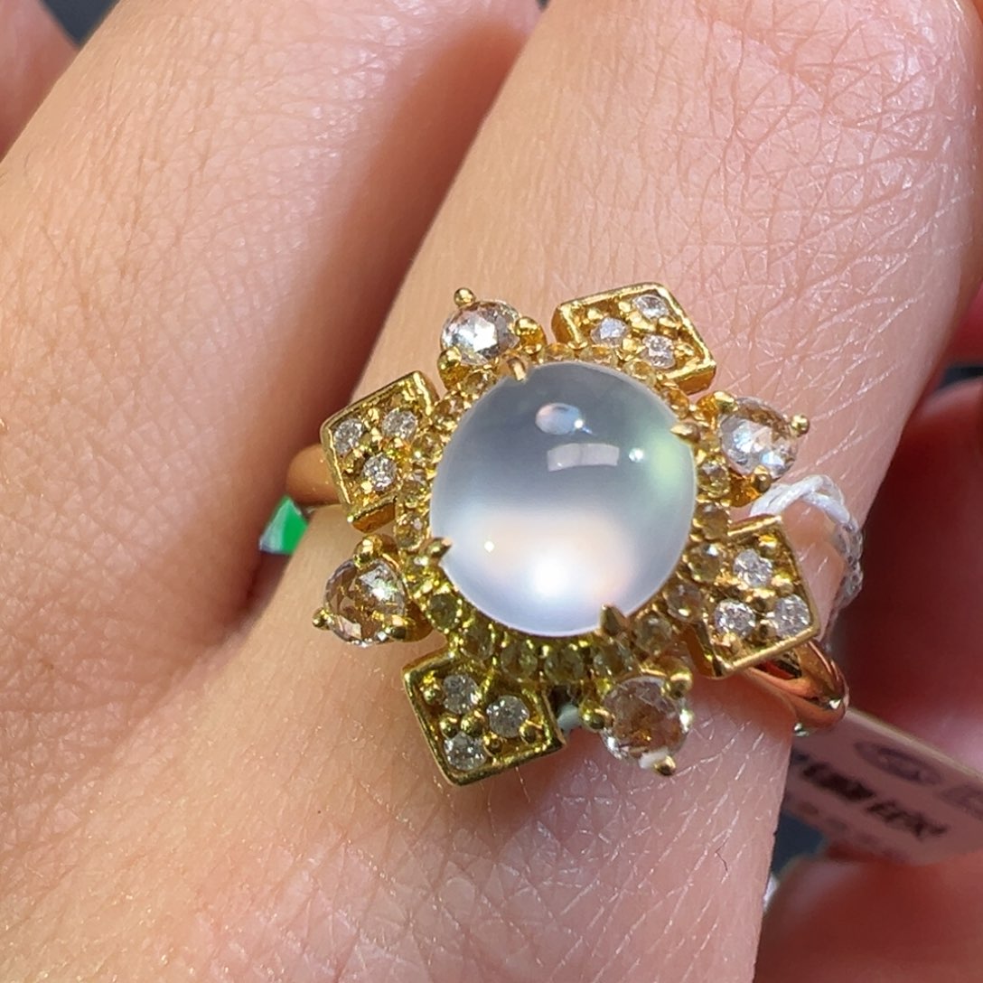 翡翠戒指18K金镶嵌收到货48小时鉴赏期@