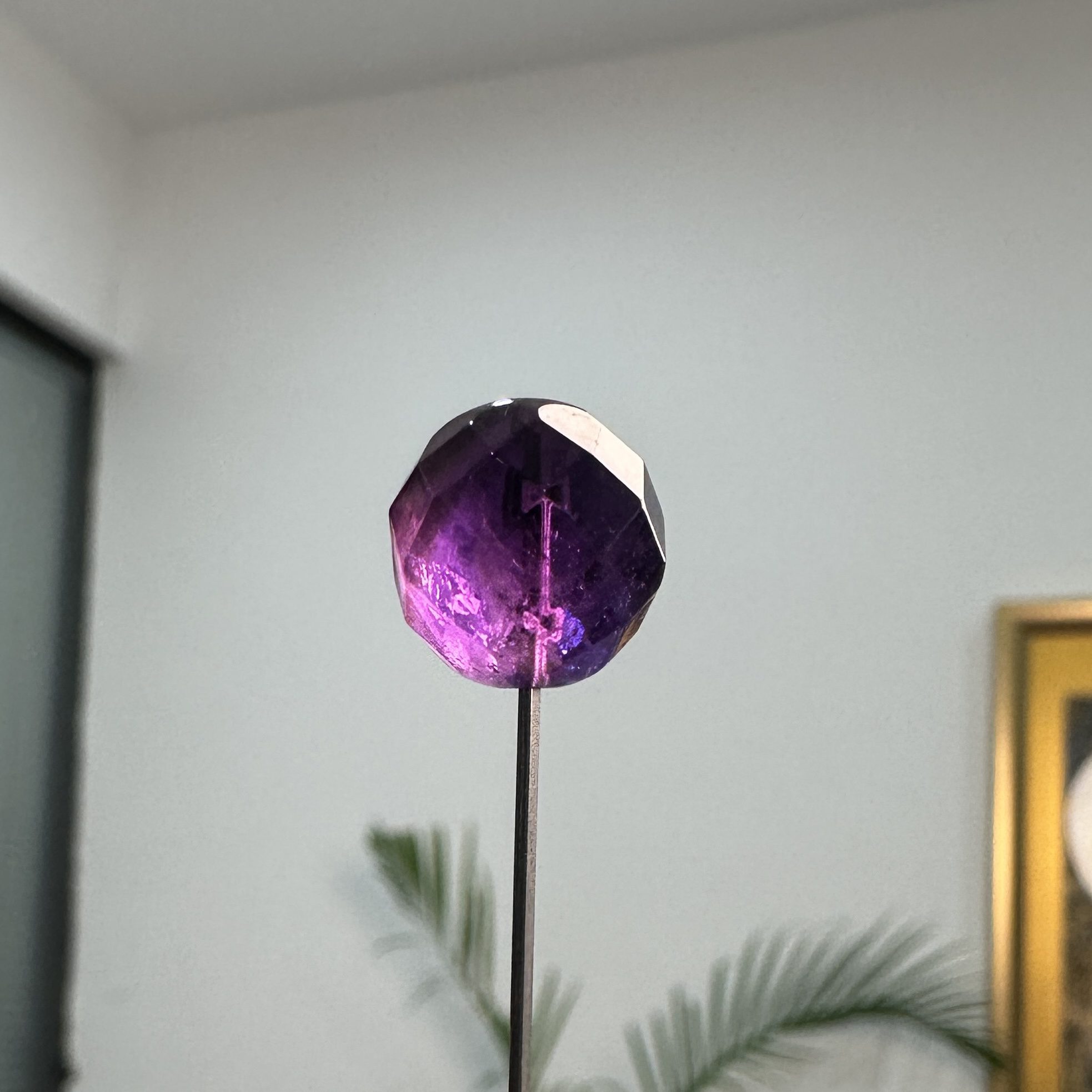 【盘塔出品】C14钻面紫水晶单珠有絮11+mm左右紫色文玩配饰（发两颗）