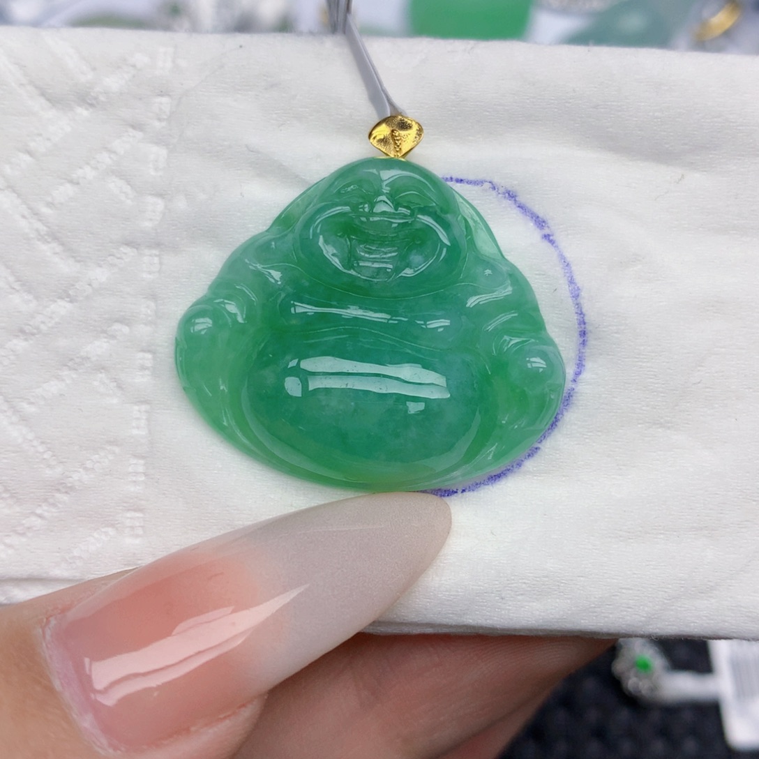 翡翠18K金镶嵌颈饰天然缅甸翡翠a货百元以上9元证书费自理