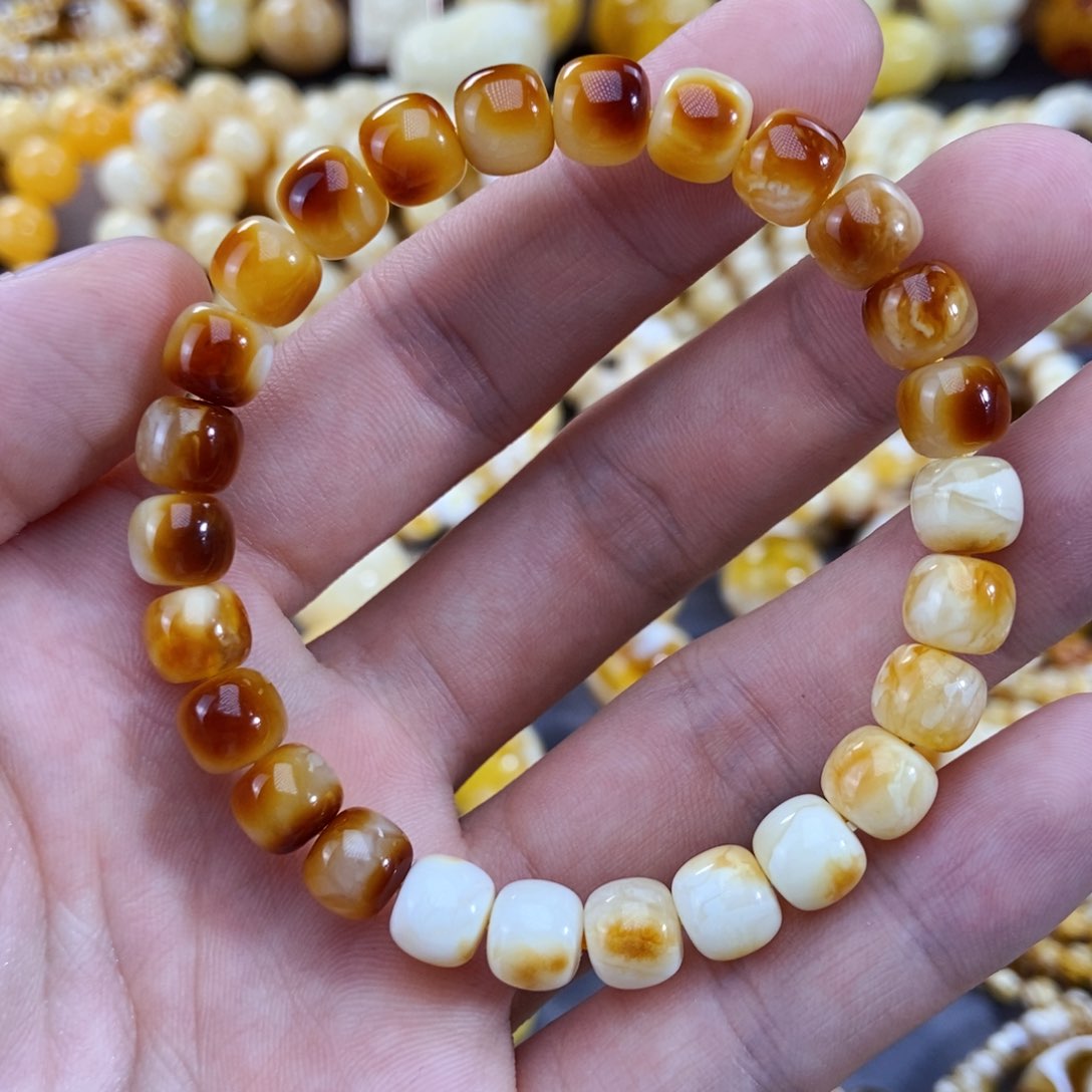 未镶嵌琥珀手链B*M8mm沁色手串