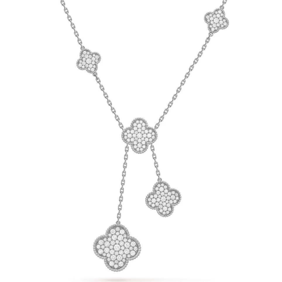 实验室培育钻石18K金不规则六花项链 CZ (定制品质48小时鉴赏期)