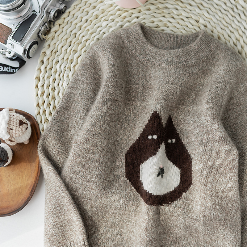 康赛妮纱线儿童纯羊绒衫中大童男童毛衣原来加厚冬装针织衫打底衫