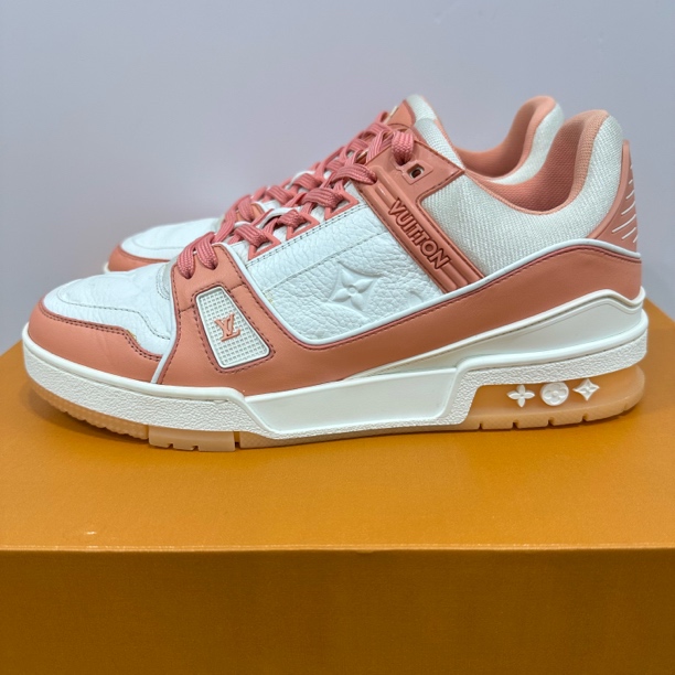 99新 LouisVuitton/路易威登 40.5码 trainer 蜜桃粉 低帮板鞋