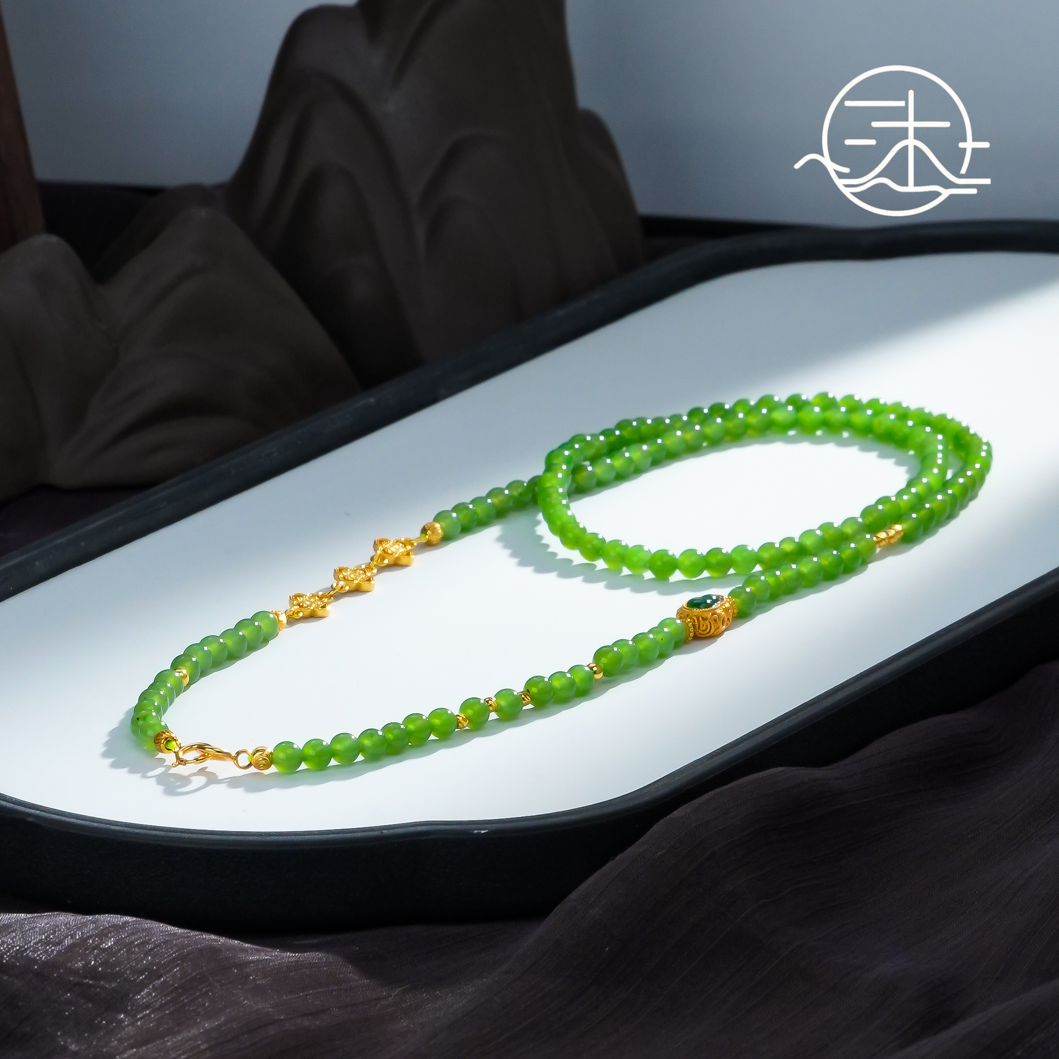 木润【碧玉】天然和田玉碧玉项链  S925银