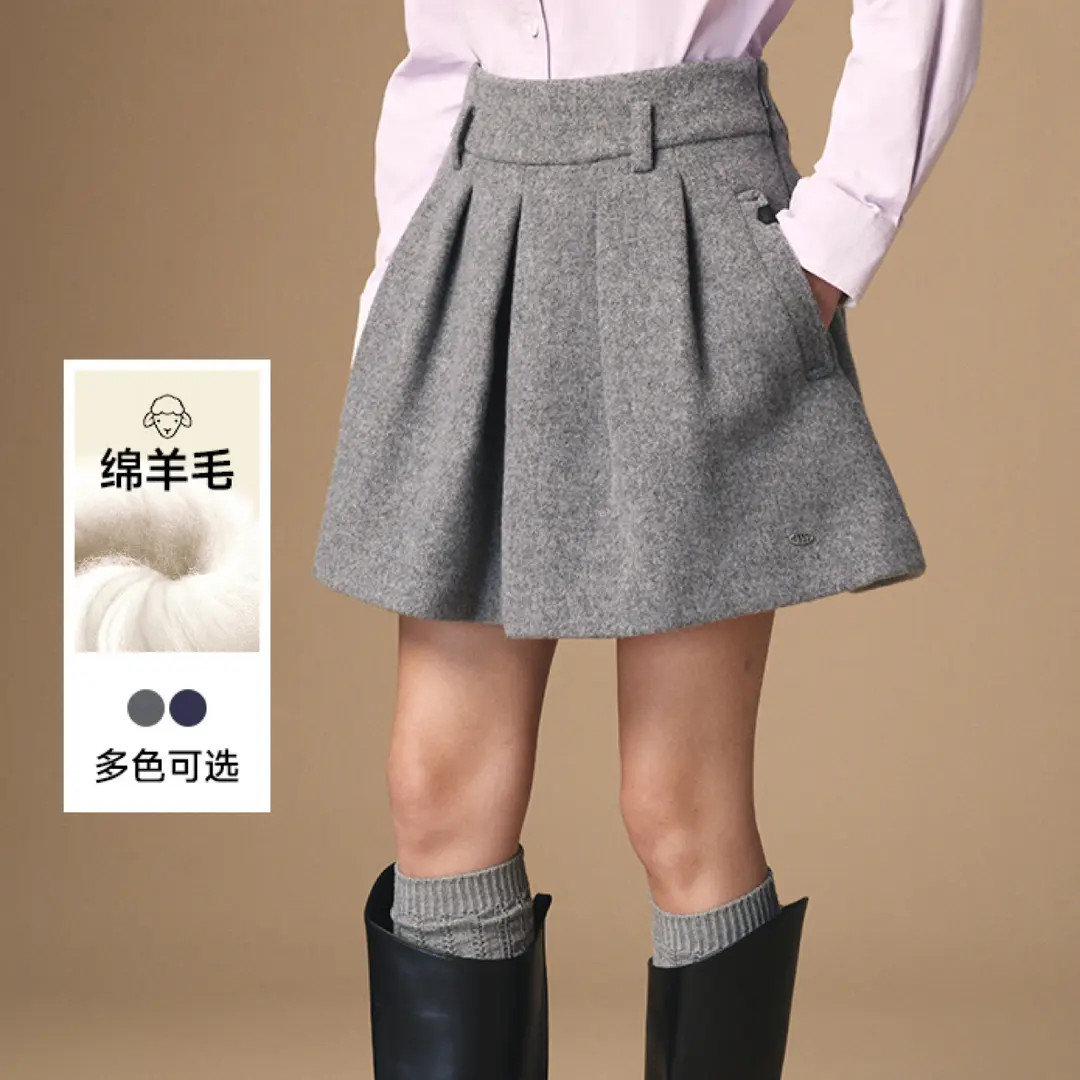 Teenie Weenie小熊半身裙女25年冬季新款TTWH254TW4B