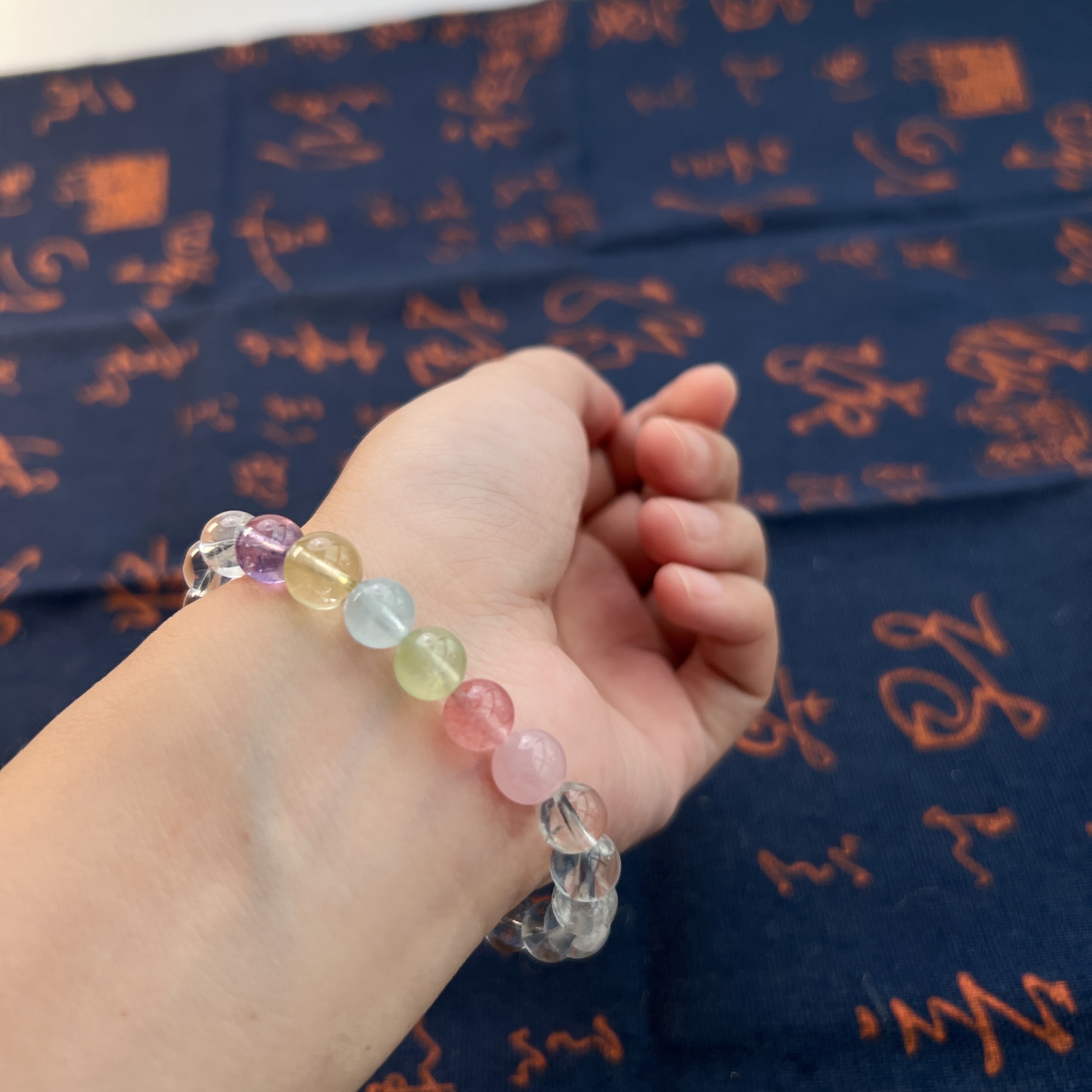 白水晶混搭多宝圆珠手串8mm