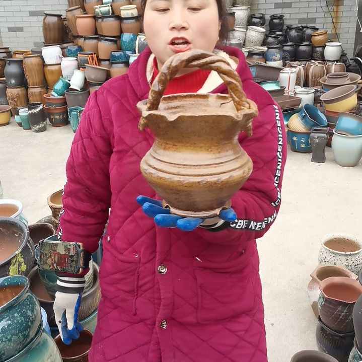 红陶瑕疵手工盆子。。。